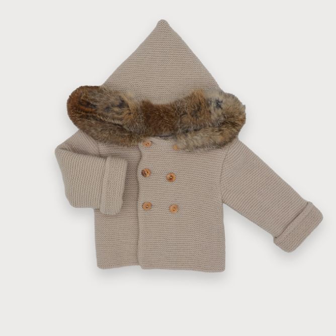 Abrigo punto pelo natural Arena - Imagen 2