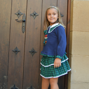 Conjunto niña falda vichy verde Basmartí