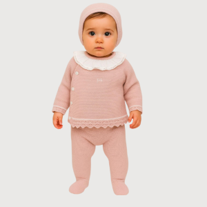 Conjunto bebe punto rosita con capota Martin Aranda